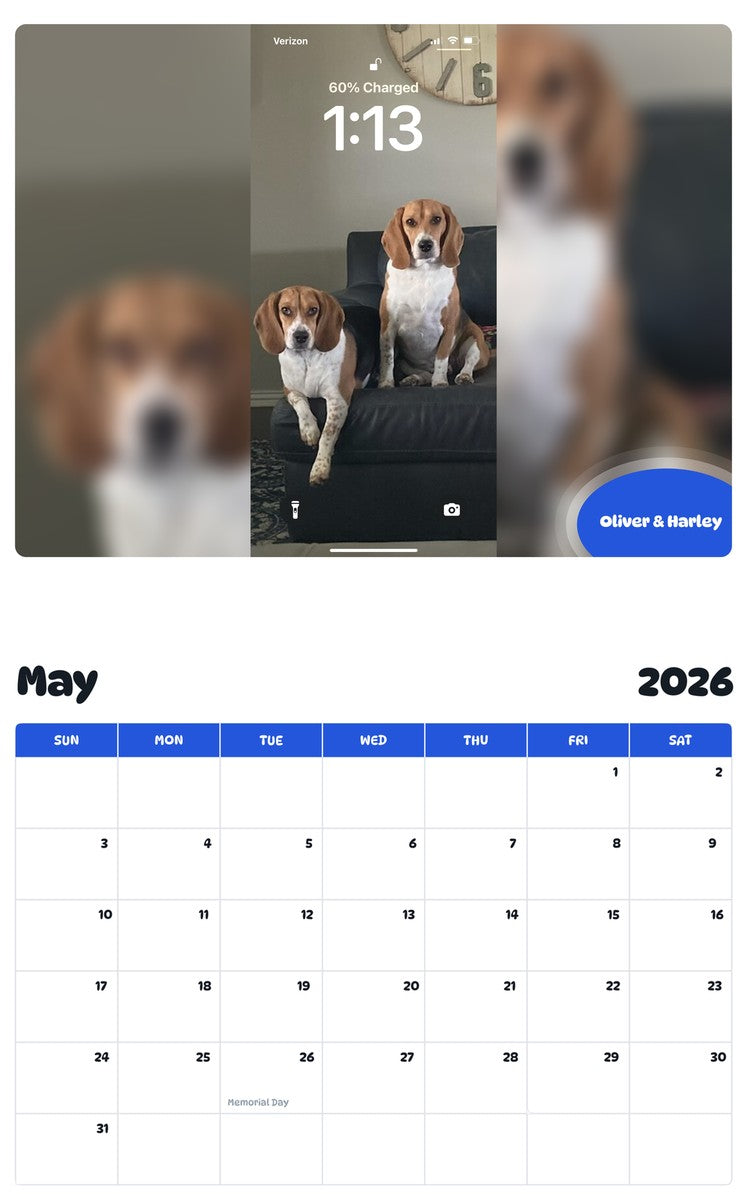 2026 - 2027 Oliver & Harley - Pawidols Pet Calendar