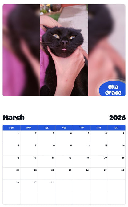 November 2025 - October 2026 Ella Grace - Pawidols Pet Calendar