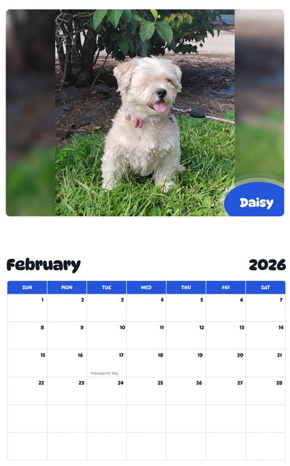 October 2025 - September 2026 Daisy - Pawidols Pet Calendar