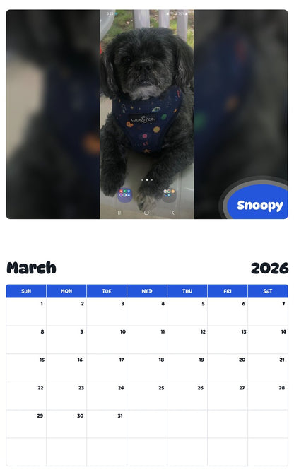November 2025 - October 2026 Snoopy - Pawidols Pet Calendar