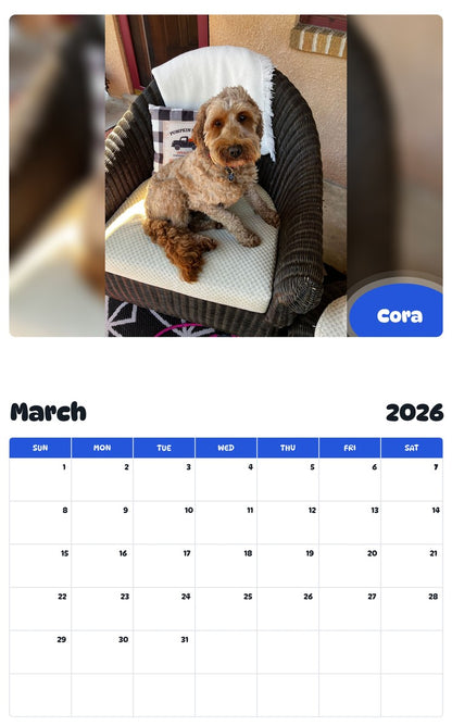 November 2025 - October 2026 Cora - Pawidols Pet Calendar