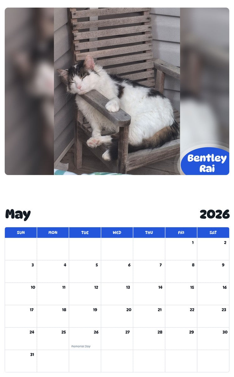 2026 - 2027 Bentley Rai - Pawidols Pet Calendar