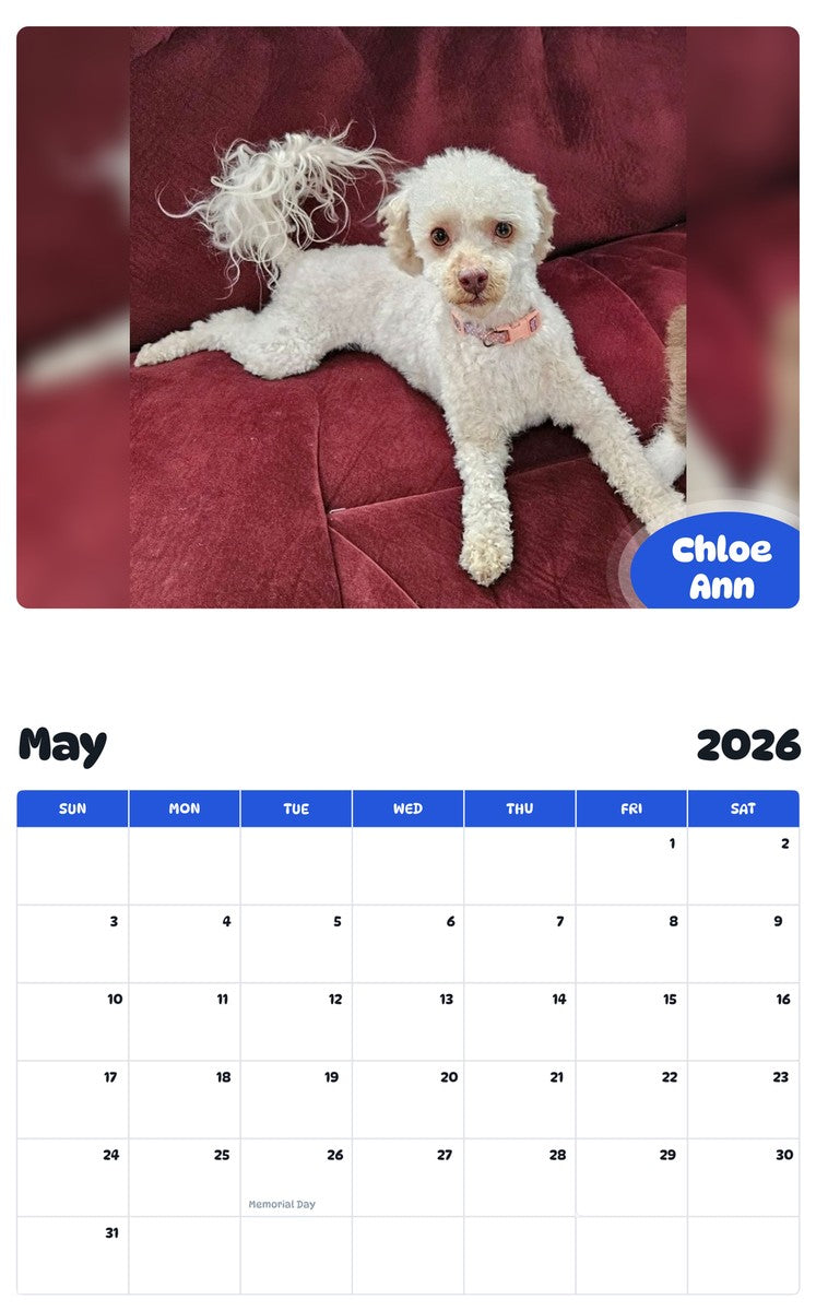 2026 - 2027 Chloe Ann - Pawidols Pet Calendar