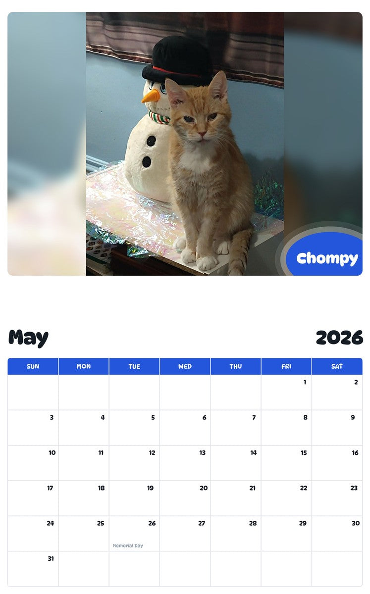 2026 - 2027 Chompy - Pawidols Pet Calendar