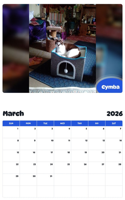 November 2025 - October 2026 Cymba - Pawidols Pet Calendar