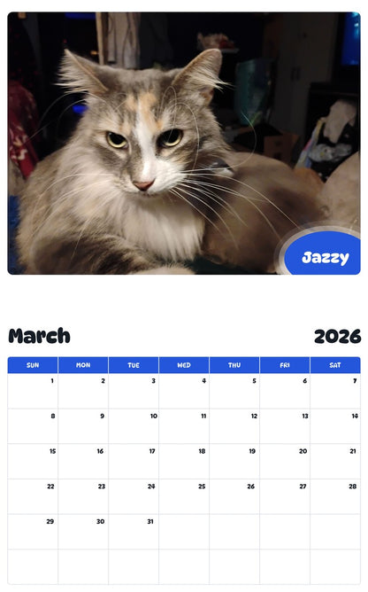 November 2025 - October 2026 Jazzy - Pawidols Pet Calendar