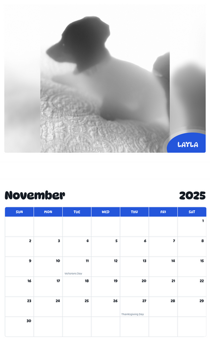 July 2025 - June 2026 Layla - Pawidols Pet Calendar