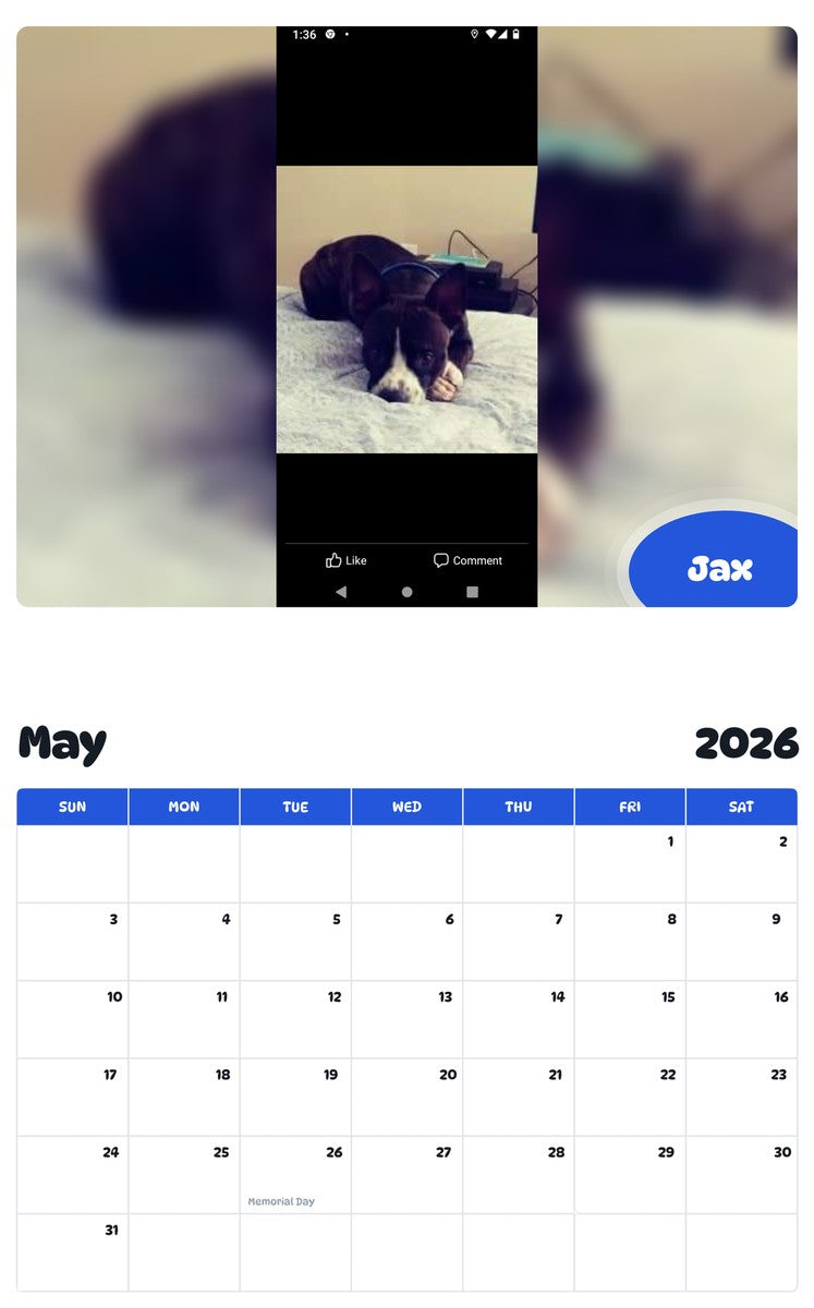 2026 - 2027 Jax - Pawidols Pet Calendar