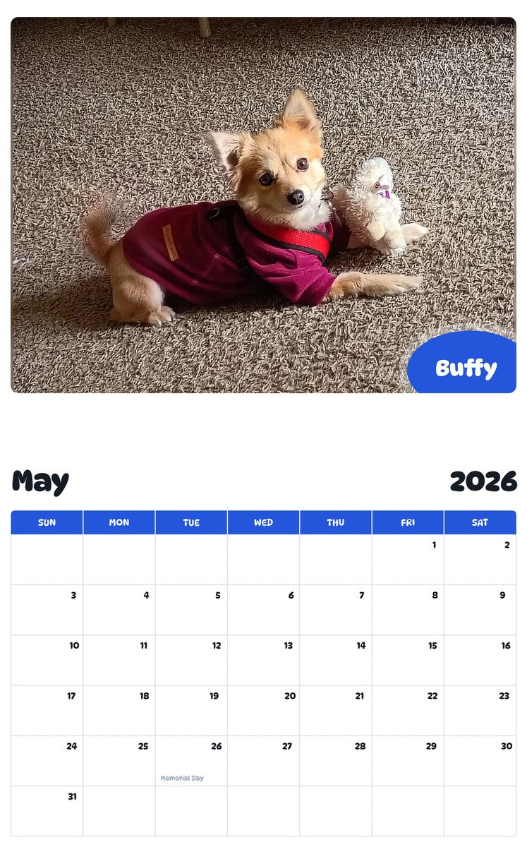 2026 - 2027 Buffy - Pawidols Pet Calendar