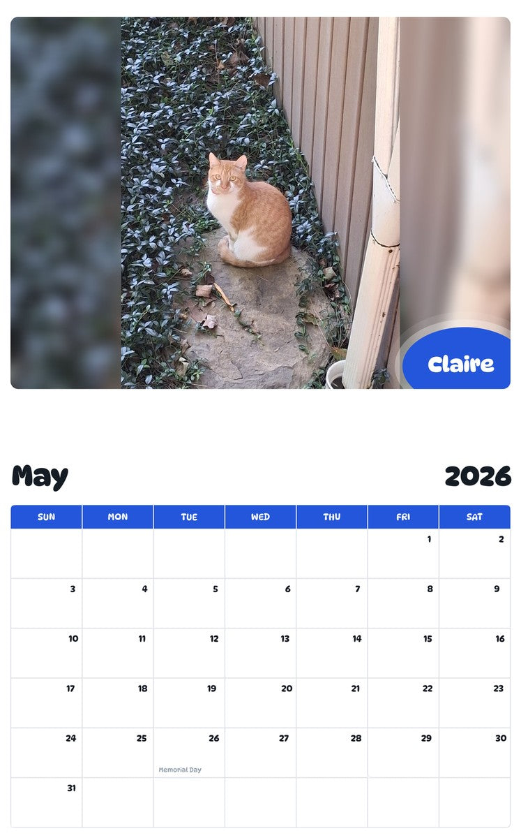 2026 - 2027 Claire - Pawidols Pet Calendar