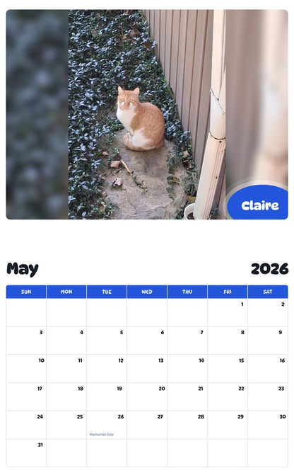2026 - 2027 Claire - Pawidols Pet Calendar