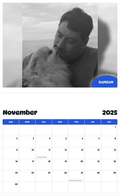 July 2025 - June 2026 Bambam - Pawidols Pet Calendar