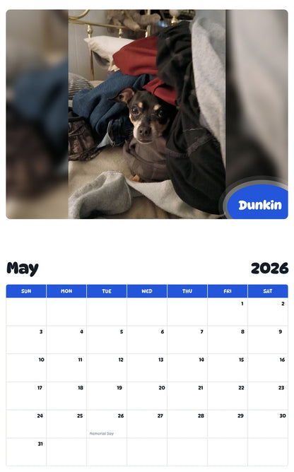 2026 - 2027 Dunkin - Pawidols Pet Calendar