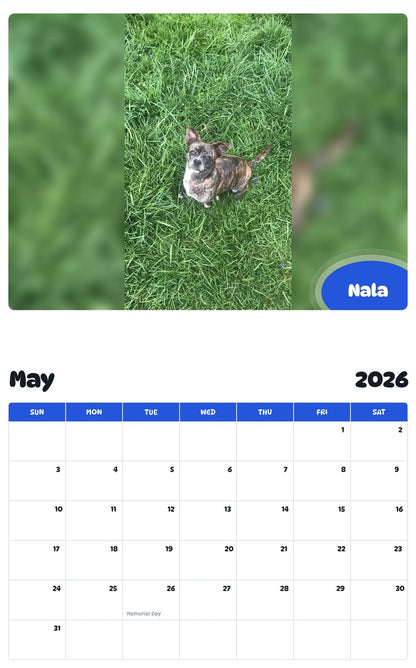 2026 - 2027 Nala - Pawidols Pet Calendar