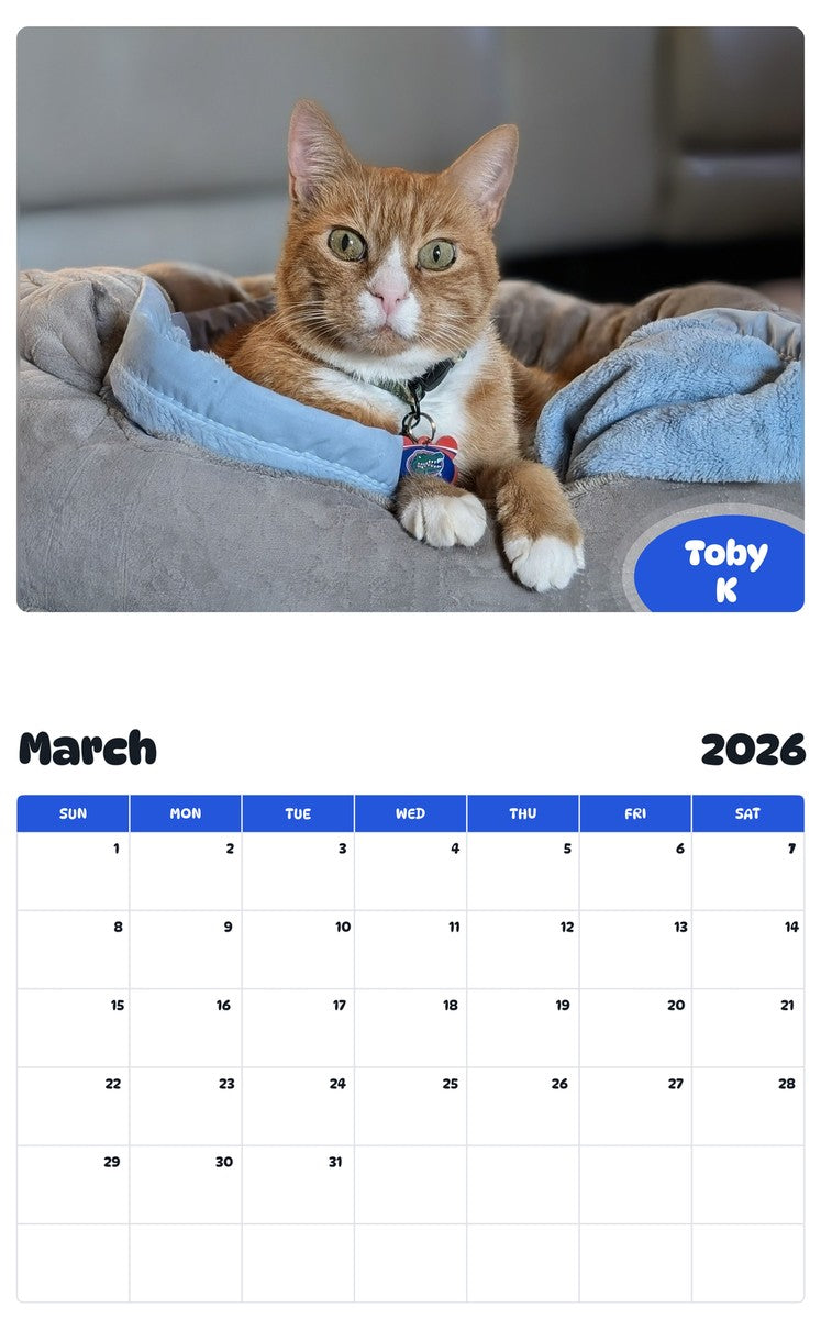 November 2025 - October 2026 Toby K - Pawidols Pet Calendar