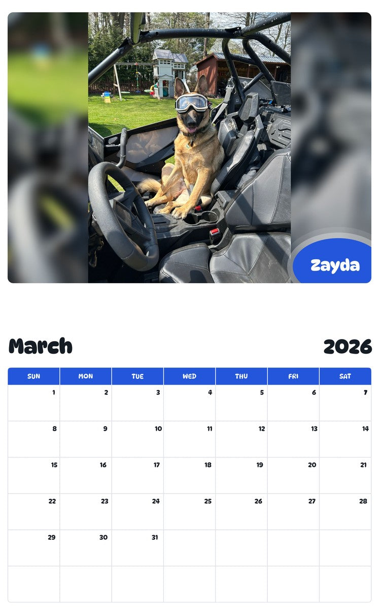 November 2025 - October 2026 Zayda - Pawidols Pet Calendar