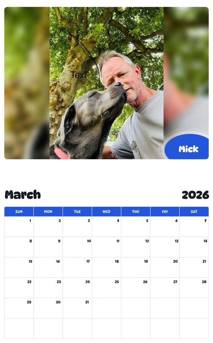 November 2025 - October 2026 Mick - Pawidols Pet Calendar
