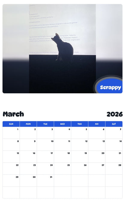 November 2025 - October 2026 Scrappy - Pawidols Pet Calendar