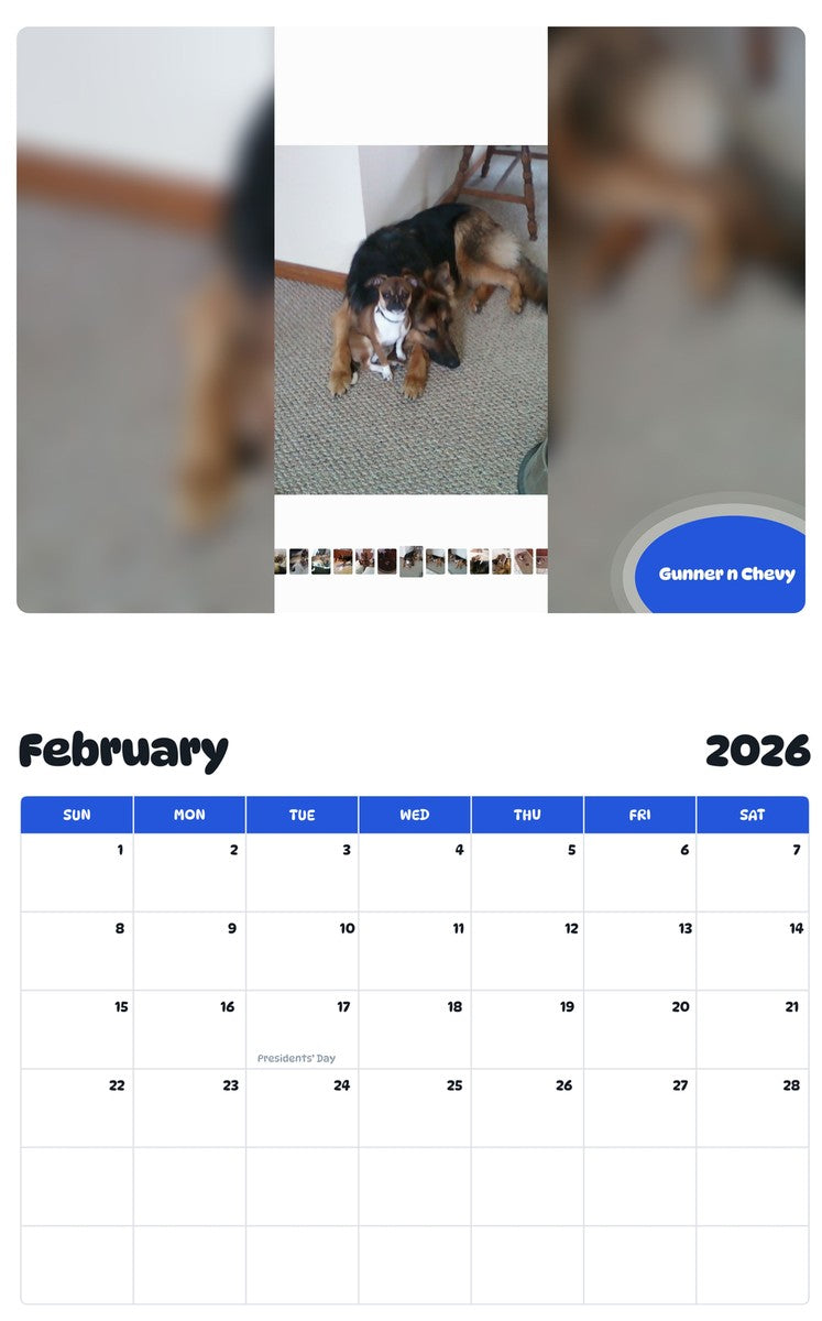 October 2025 - September 2026 Gunner n Chevy - Pawidols Pet Calendar