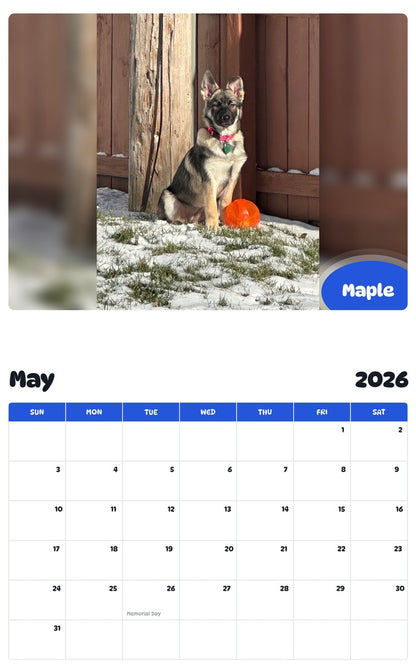 2026 - 2027 Maple - Pawidols Pet Calendar