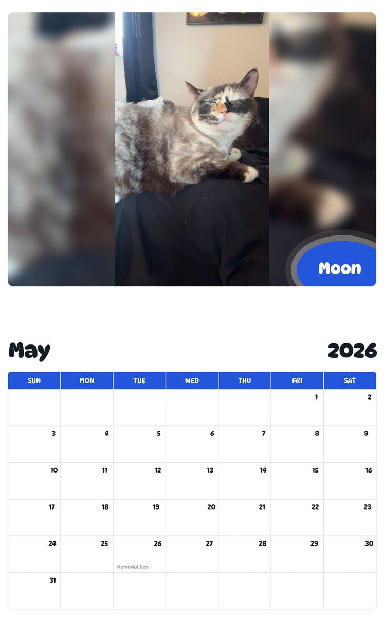 2026 - 2027 Moon - Pawidols Pet Calendar