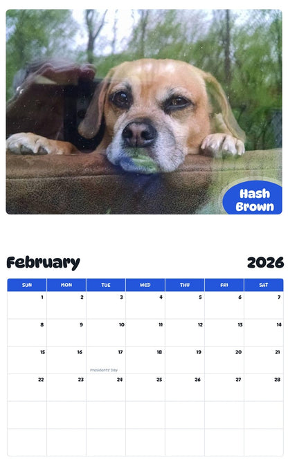 October 2025 - September 2026 Hash Brown - Pawidols Pet Calendar