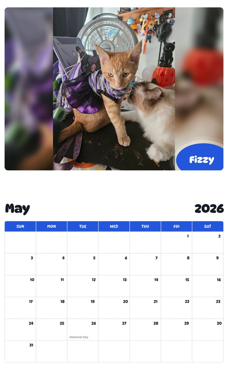 2026 - 2027 Fizzy - Pawidols Pet Calendar