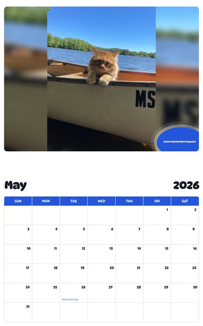 2026 - 2027 Lionel Zachariah Ferguson - Pawidols Pet Calendar