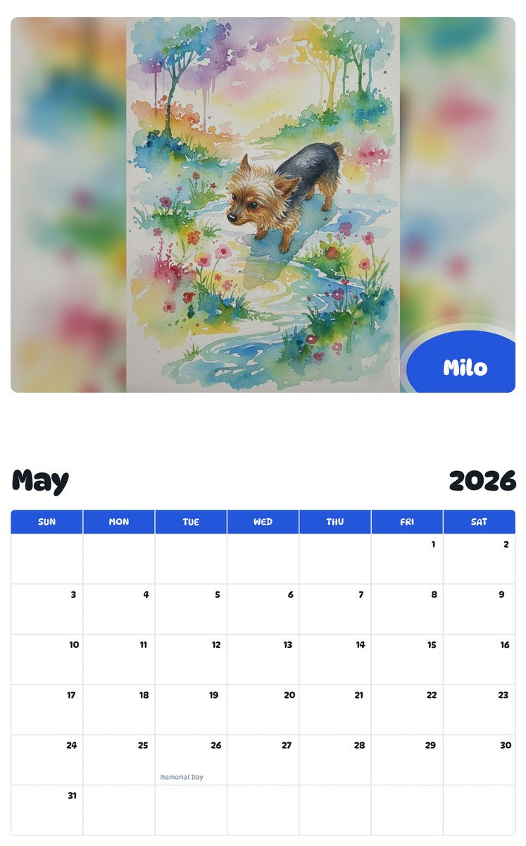 2026 - 2027 Milo - Pawidols Pet Calendar