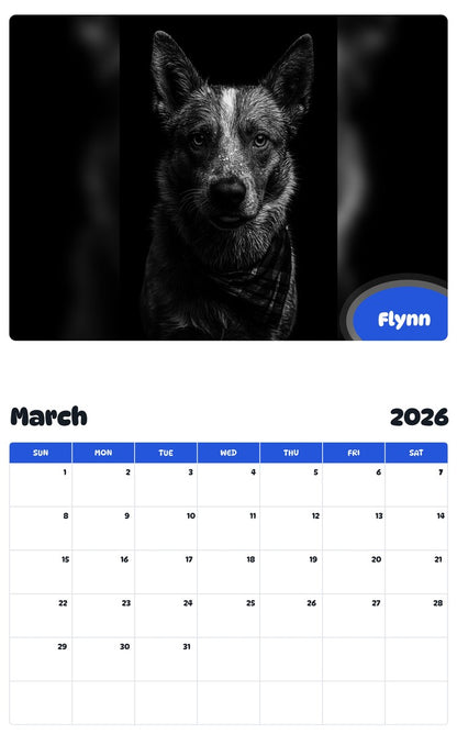 November 2025 - October 2026 Flynn - Pawidols Pet Calendar