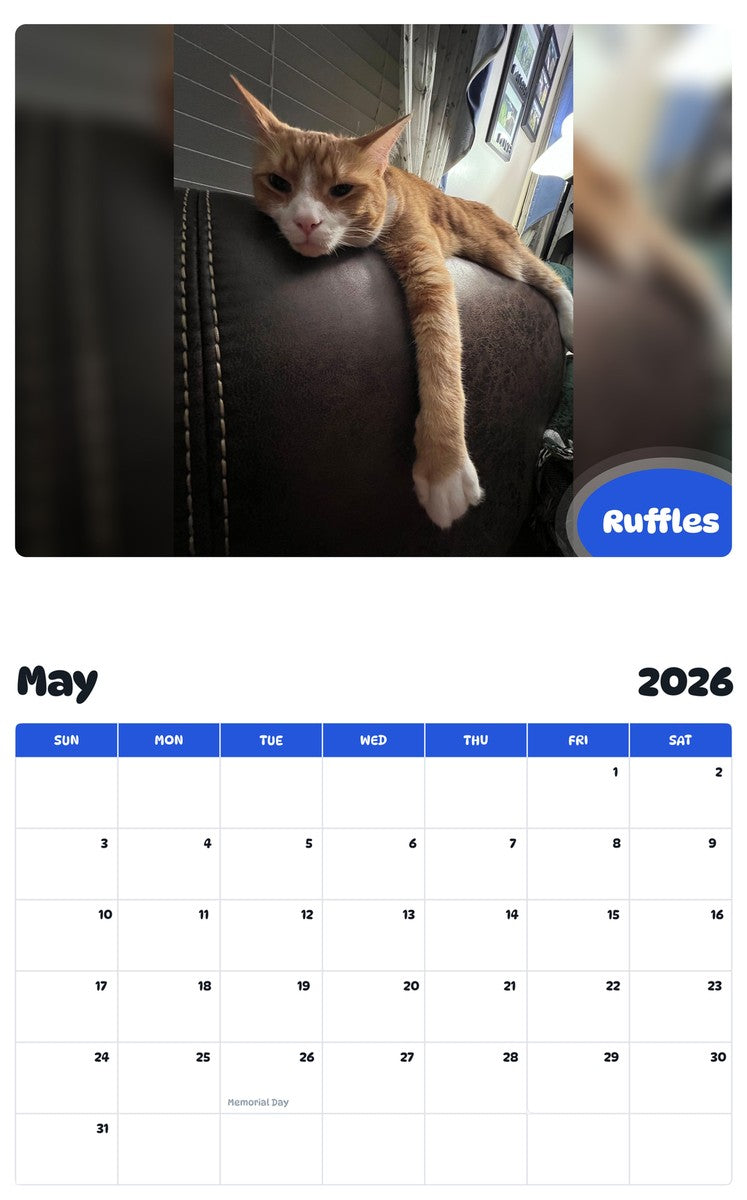 2026 - 2027 Ruffles - Pawidols Pet Calendar