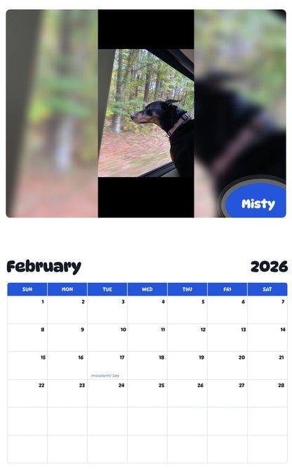November 2025 - October 2026 Misty - Pawidols Pet Calendar