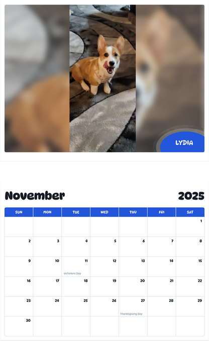 July 2025 - June 2026 Lydia - Pawidols Pet Calendar