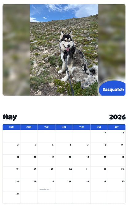 2026 - 2027 Sasquatch - Pawidols Pet Calendar