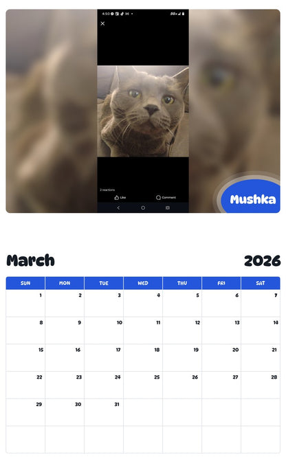 November 2025 - October 2026 Mushka - Pawidols Pet Calendar