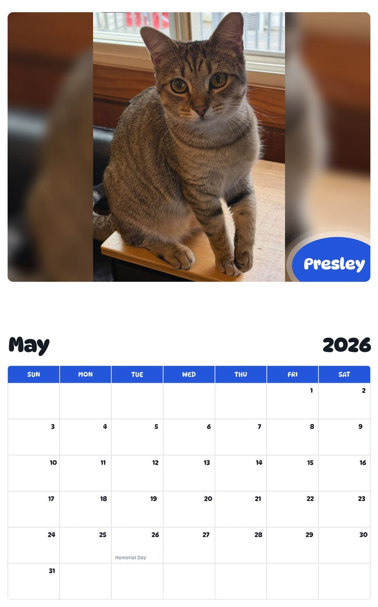 2026 - 2027 Presley - Pawidols Pet Calendar