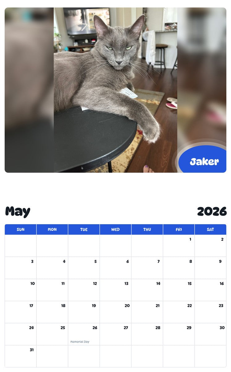 2026 - 2027 Jaker - Pawidols Pet Calendar