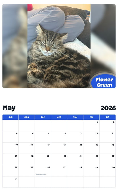2026 - 2027 Flower Green - Pawidols Pet Calendar