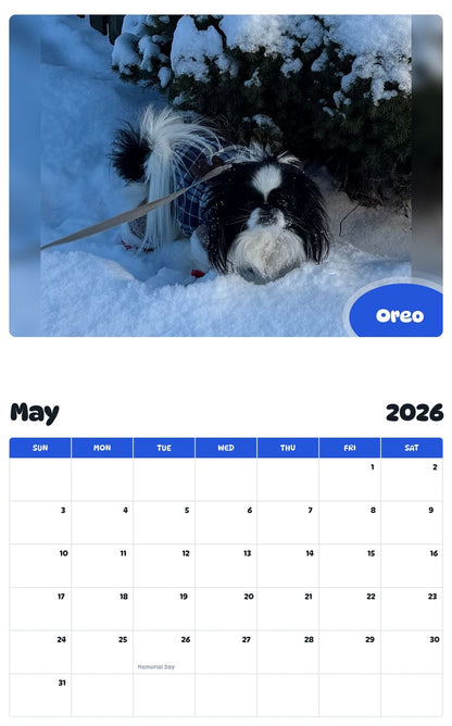 2026 - 2027 Oreo - Pawidols Pet Calendar