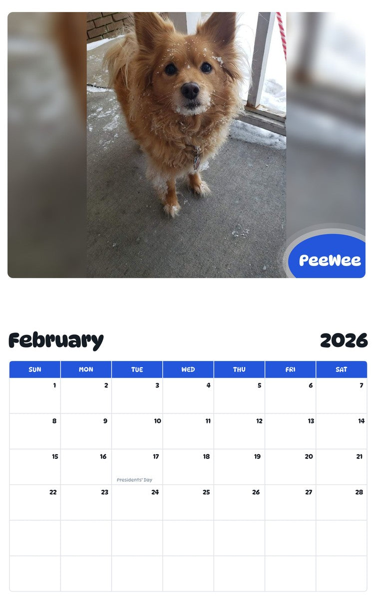 October 2025 - September 2026 PeeWee - Pawidols Pet Calendar