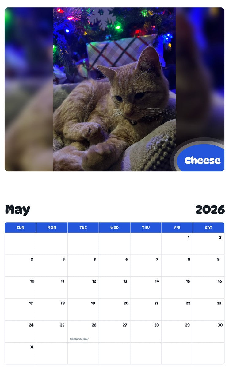 2026 - 2027 Cheese - Pawidols Pet Calendar