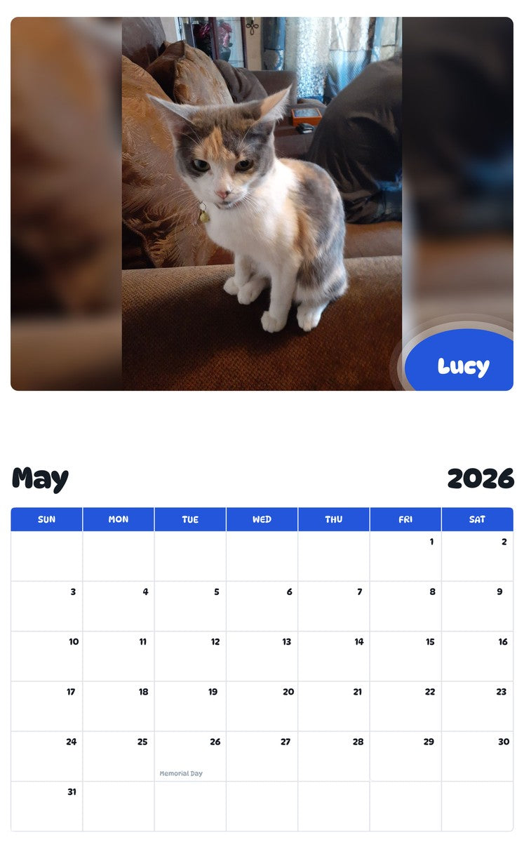 2026 - 2027 Lucy - Pawidols Pet Calendar