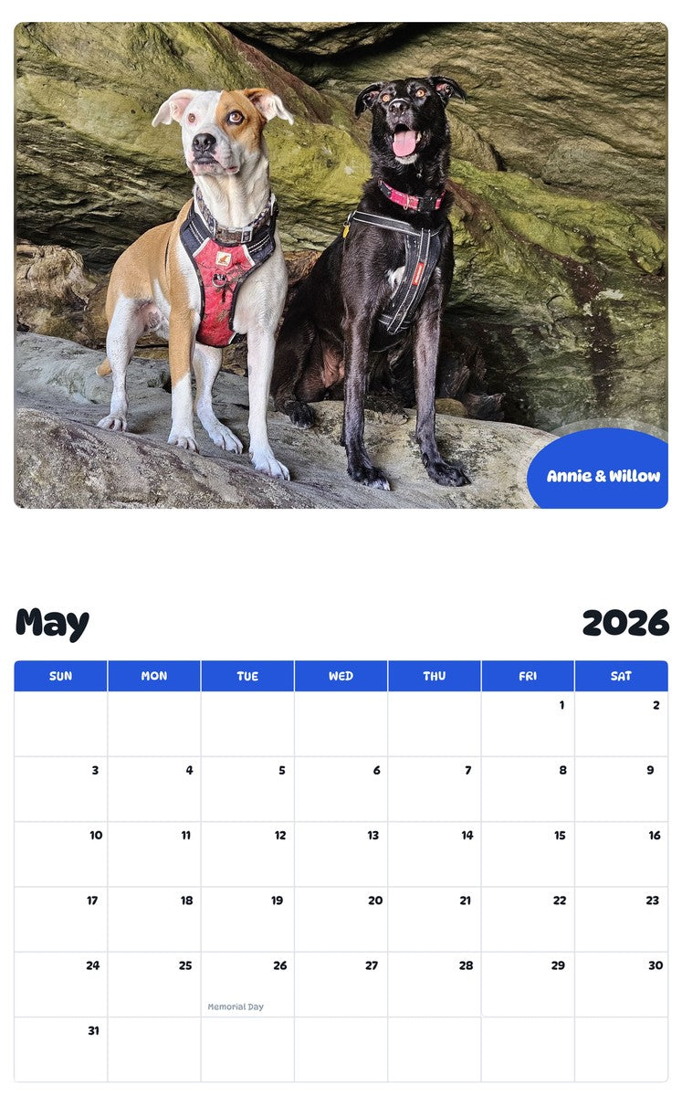 2026 - 2027 Annie & Willow - Pawidols Pet Calendar