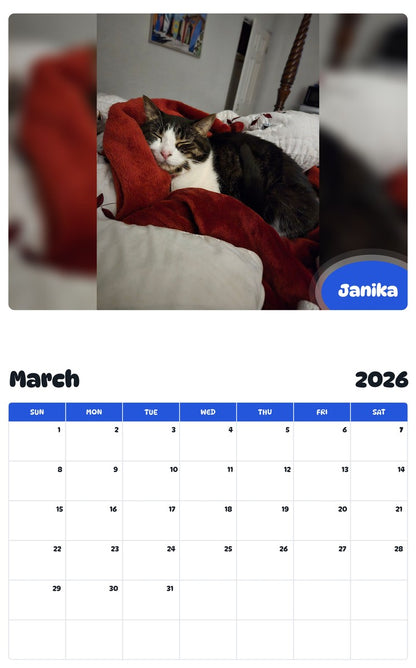 November 2025 - October 2026 Janika - Pawidols Pet Calendar