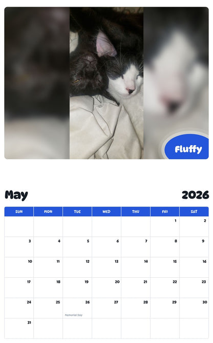 2026 - 2027 Fluffy - Pawidols Pet Calendar