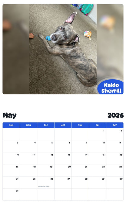 2026 - 2027 Kaido Sherrill - Pawidols Pet Calendar