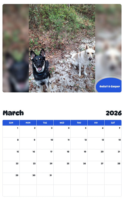 November 2025 - October 2026 Bullet & Casper - Pawidols Pet Calendar