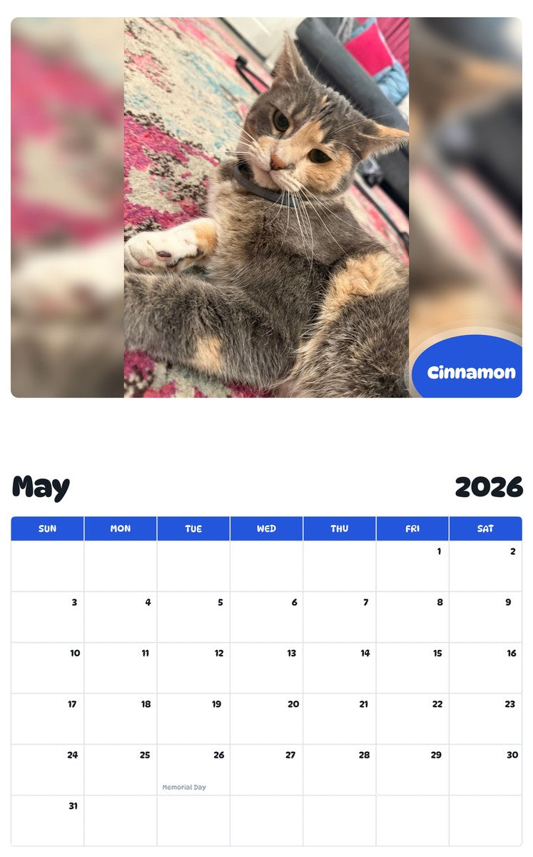 2026 - 2027 Cinnamon - Pawidols Pet Calendar