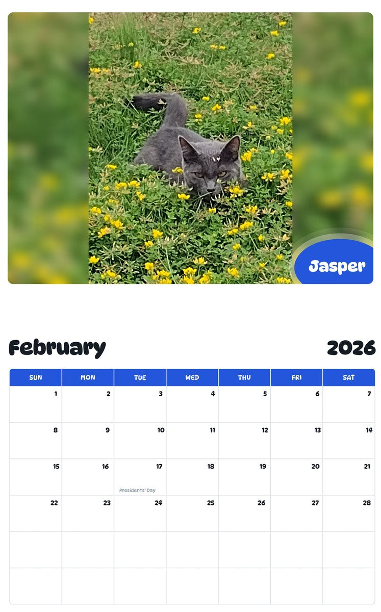October 2025 - September 2026 Jasper - Pawidols Pet Calendar