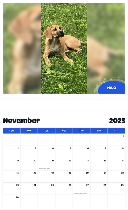 July 2025 - June 2026 Milo - Pawidols Pet Calendar